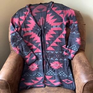 Women’s long open front cardigan